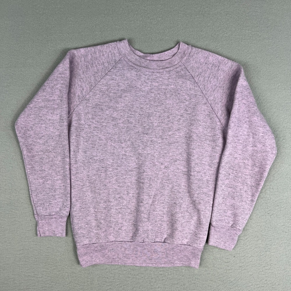 VTG Raglan Sweatshirt Youth Large 14‎ Acrylic 1990s Blank Heather Purple USA